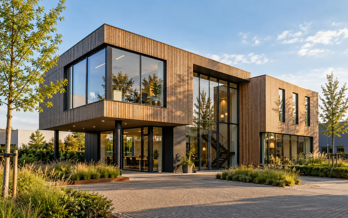 Modern kantoorpand van een mkb-bedrijf